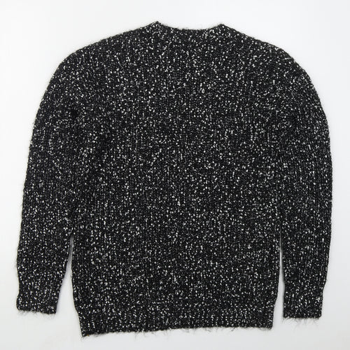 Papaya Womens Black Crew Neck  Acrylic Pullover Jumper Size M