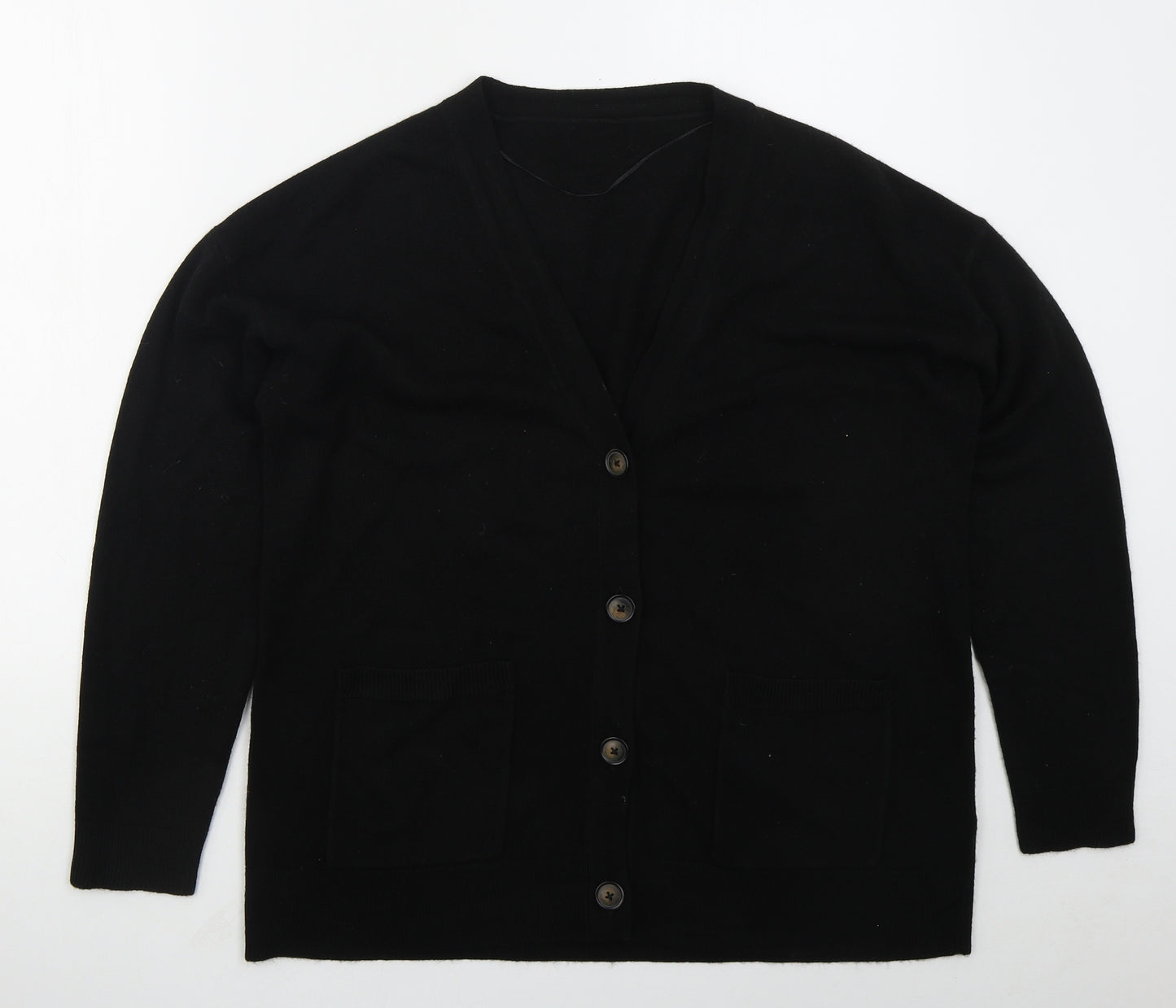 Matalan Womens Black V-Neck  Acrylic Cardigan Jumper Size L