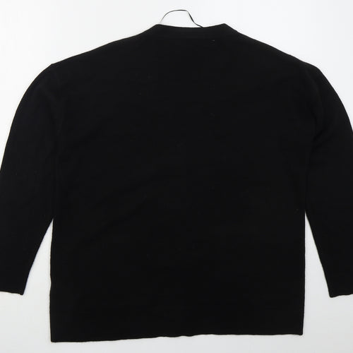 Matalan Womens Black V-Neck  Acrylic Cardigan Jumper Size L