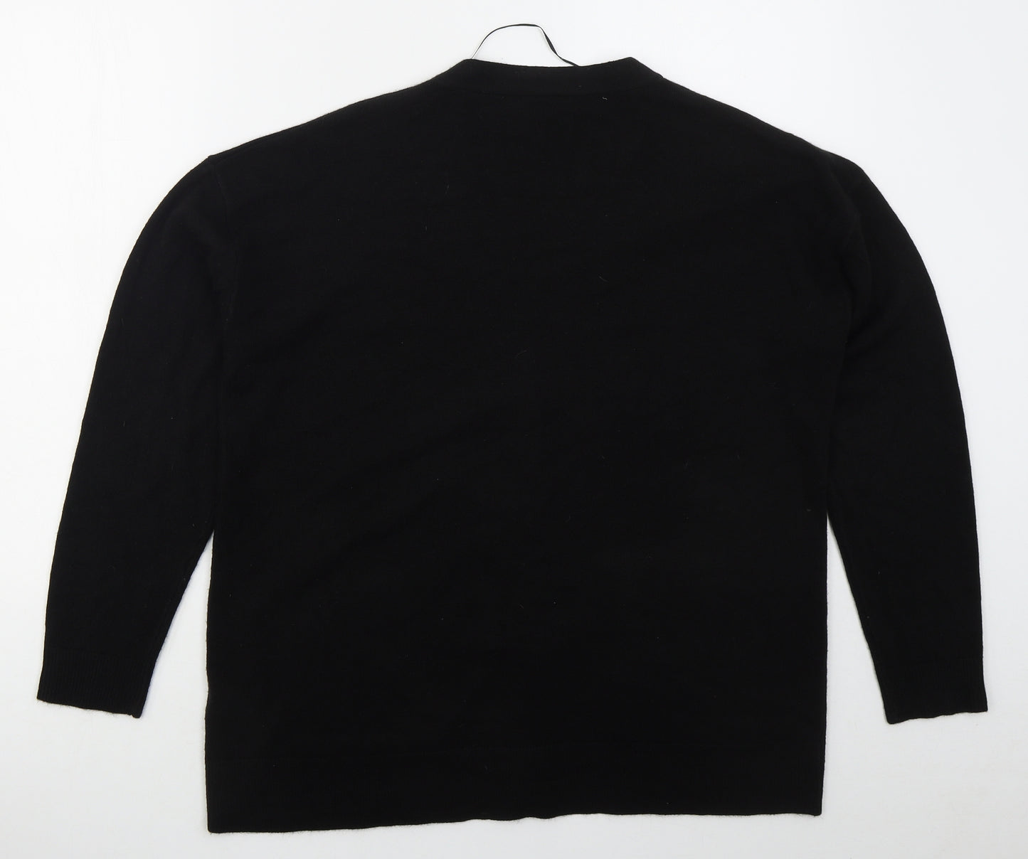 Matalan Womens Black V-Neck  Acrylic Cardigan Jumper Size L
