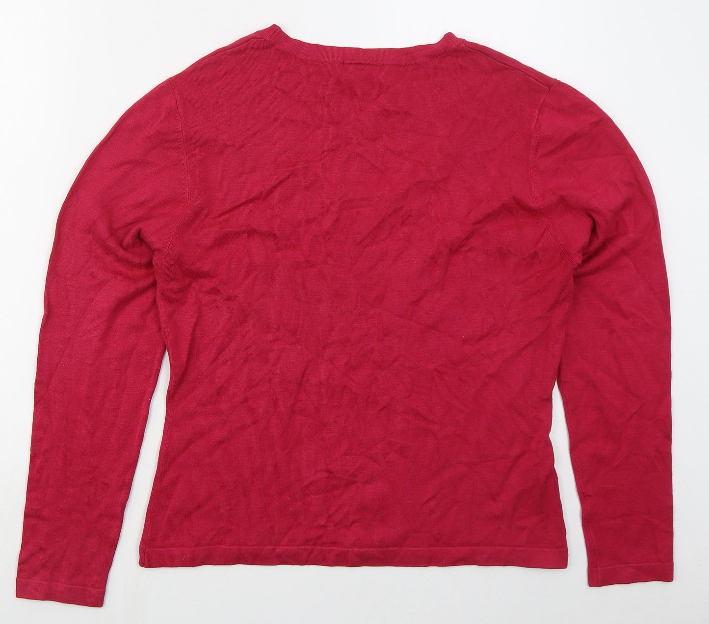 AMARANTO Womens Pink Round Neck  Viscose Pullover Jumper Size 18