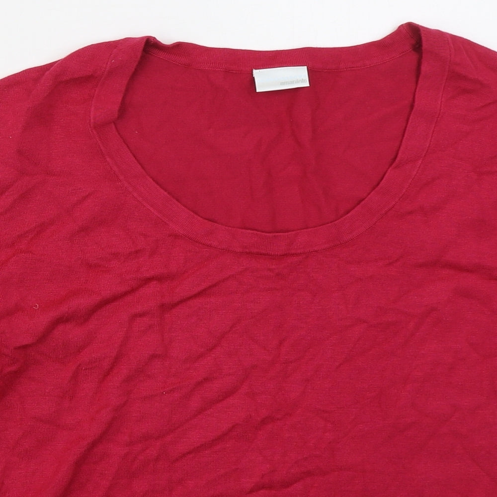 AMARANTO Womens Pink Round Neck  Viscose Pullover Jumper Size 18