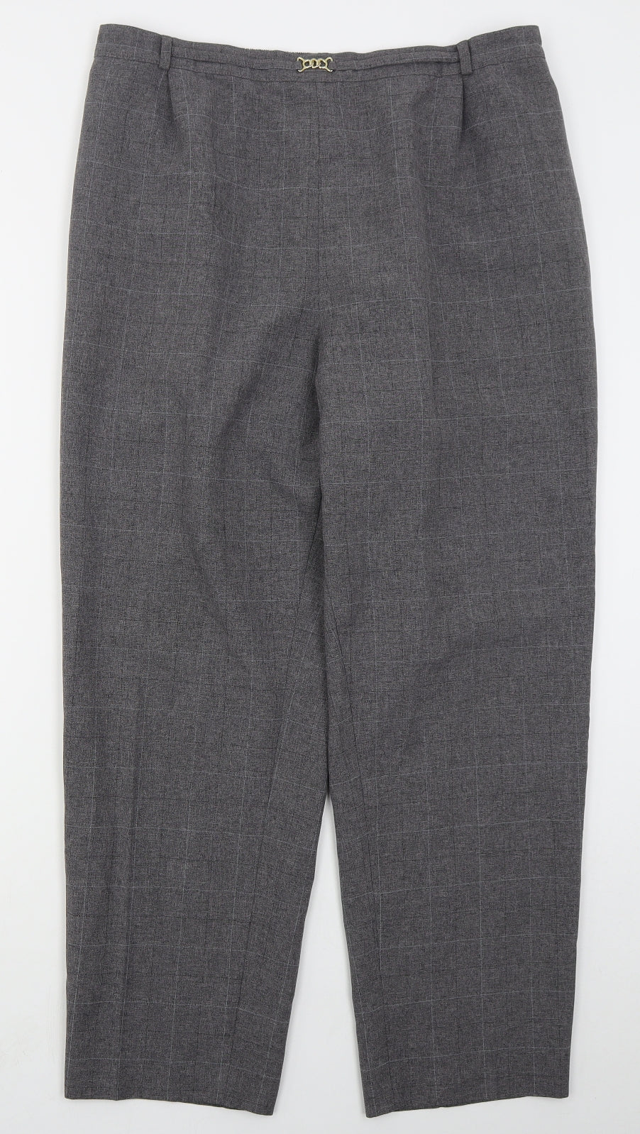 Marks and Spencer Womens Grey Check Polyester Trousers  Size 20 L29 in Regular