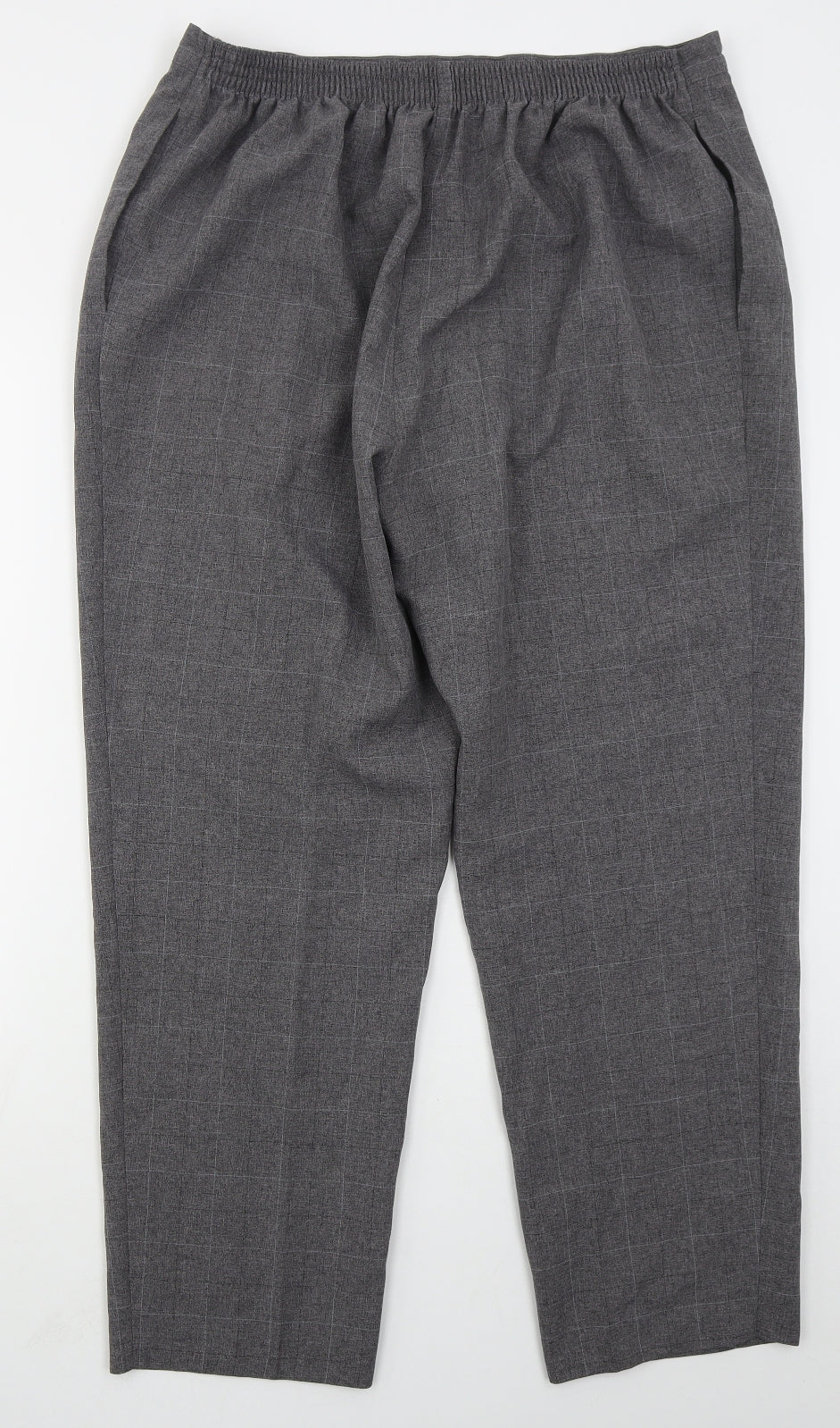 Marks and Spencer Womens Grey Check Polyester Trousers  Size 20 L29 in Regular