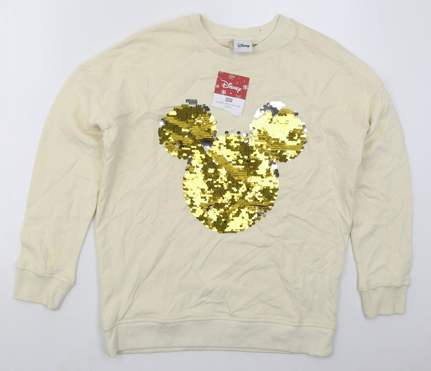 F&F Womens Beige  Cotton Pullover Sweatshirt Size 8  Pullover - Mickey Mouse