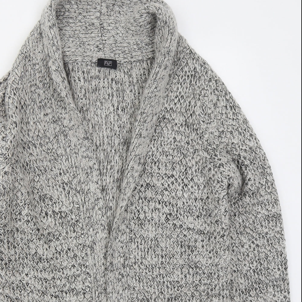 F&F Womens Grey V-Neck  Acrylic Cardigan Jumper Size 12