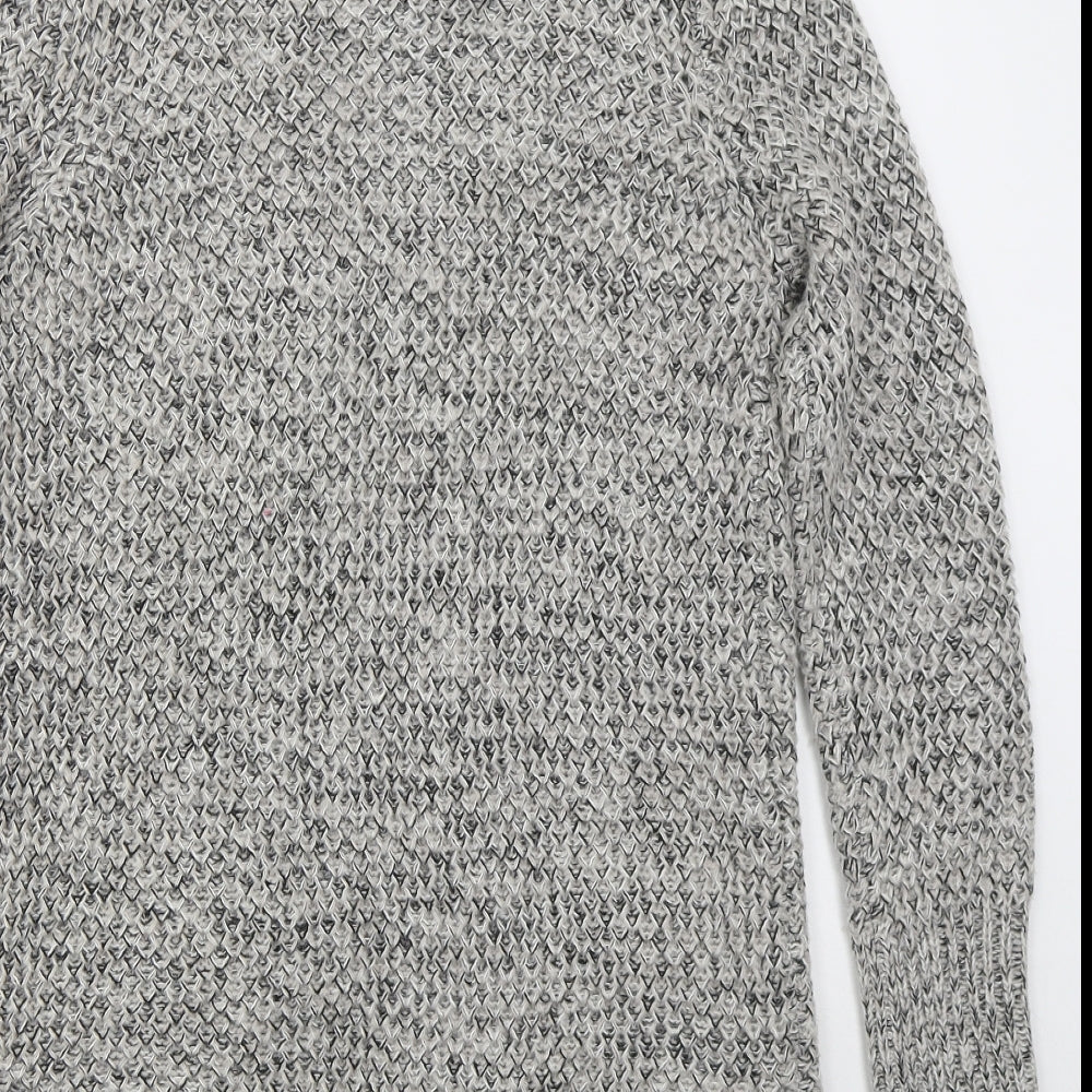 F&F Womens Grey V-Neck  Acrylic Cardigan Jumper Size 12