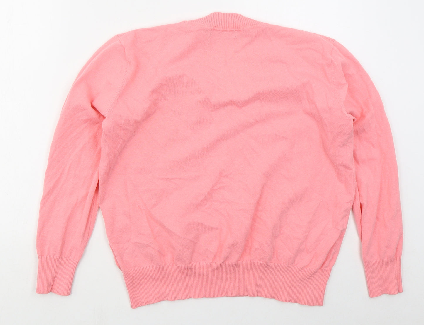 Marks and Spencer Womens Pink V-Neck  Cotton Pullover Jumper Size M