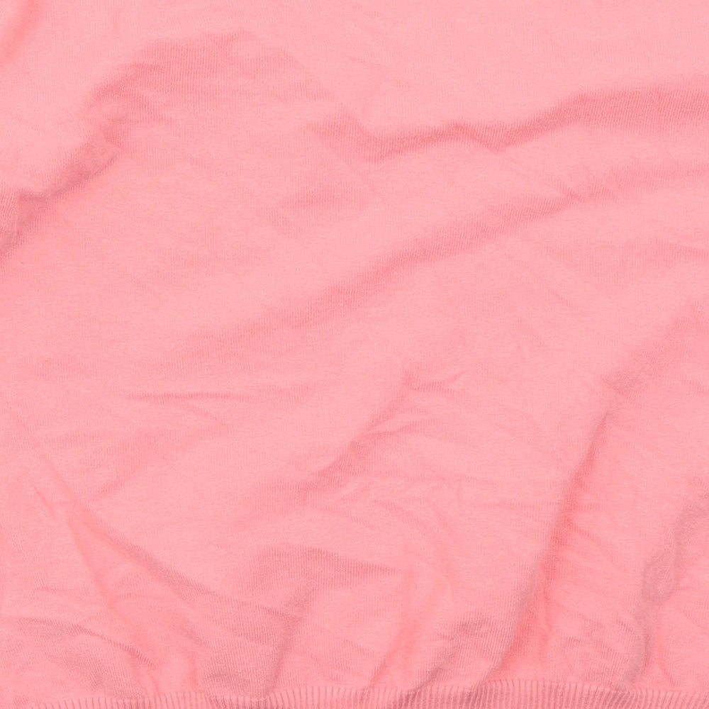 Marks and Spencer Womens Pink V-Neck  Cotton Pullover Jumper Size M