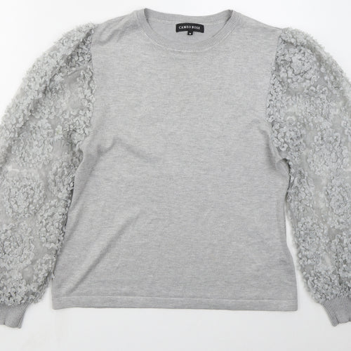 Cameo Rose Womens Grey Crew Neck  Viscose Pullover Jumper Size M