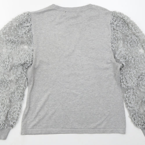 Cameo Rose Womens Grey Crew Neck  Viscose Pullover Jumper Size M