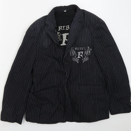 Rebel Boys Blue Striped  Jacket Blazer Size 13 Years  Button