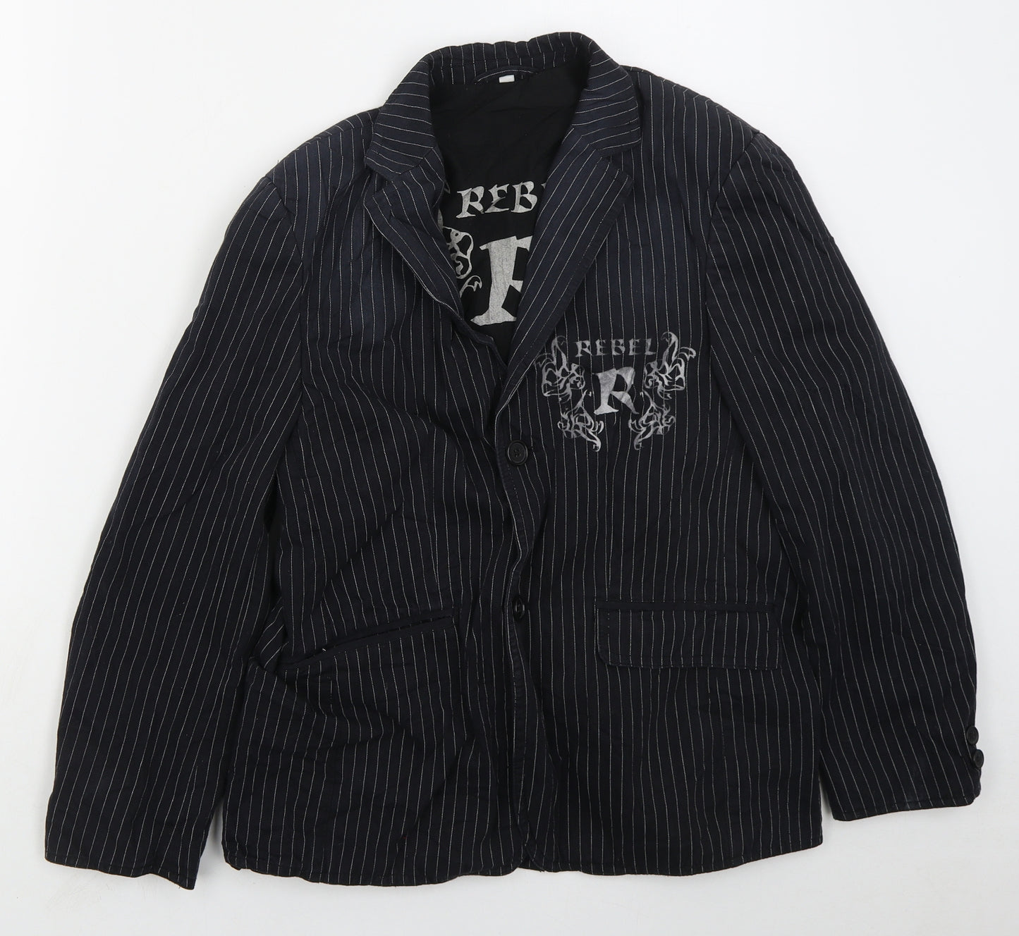 Rebel Boys Blue Striped  Jacket Blazer Size 13 Years  Button