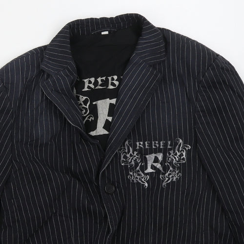 Rebel Boys Blue Striped  Jacket Blazer Size 13 Years  Button