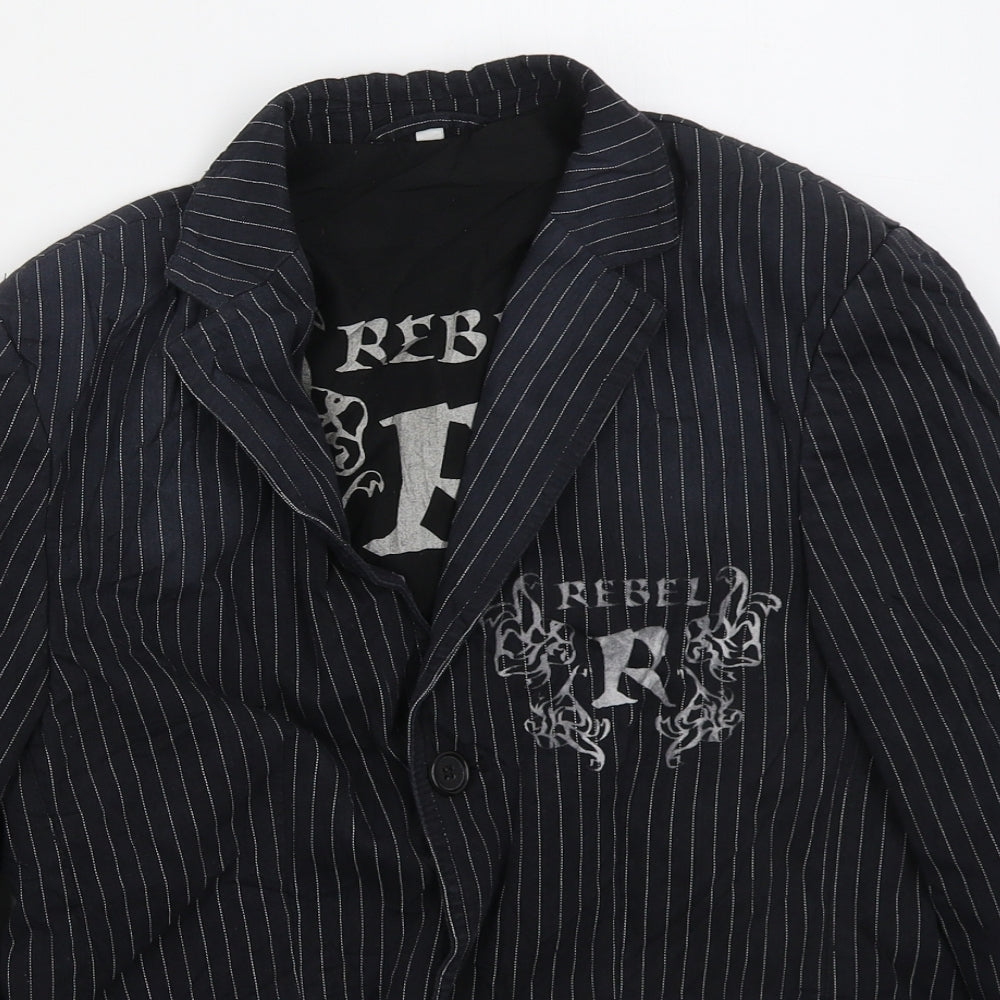 Rebel Boys Blue Striped  Jacket Blazer Size 13 Years  Button