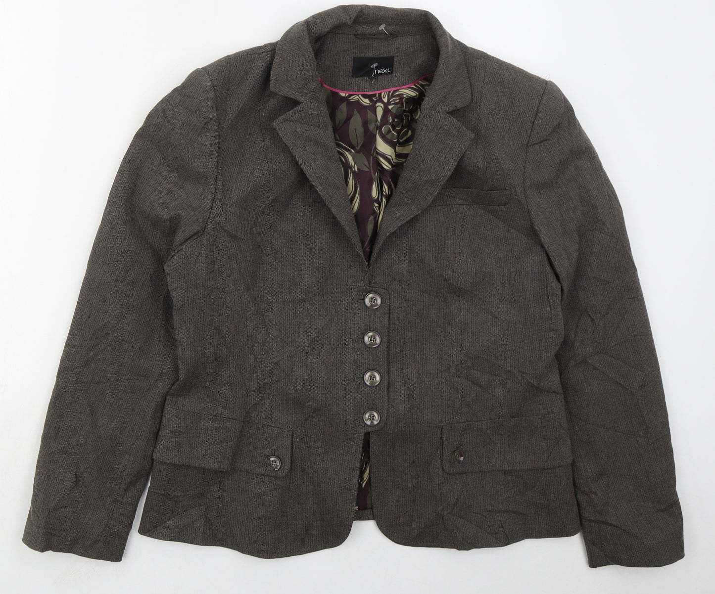 NEXT Womens Brown Herringbone  Jacket  Size 16  Button