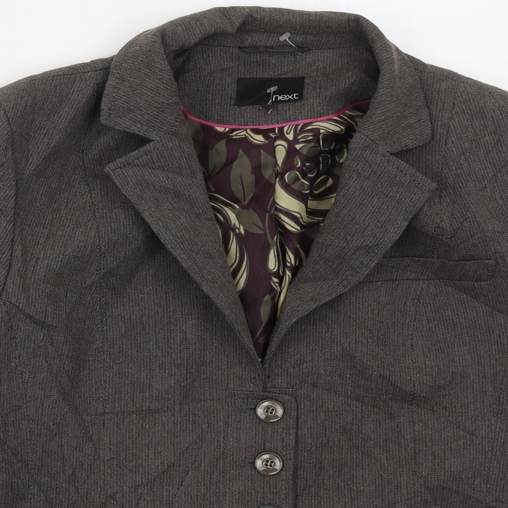 NEXT Womens Brown Herringbone  Jacket  Size 16  Button