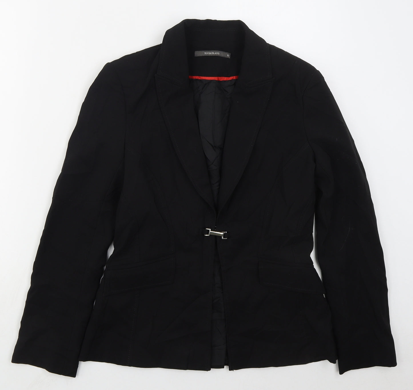 River Island Womens Black  Polyester Jacket Suit Jacket Size 10