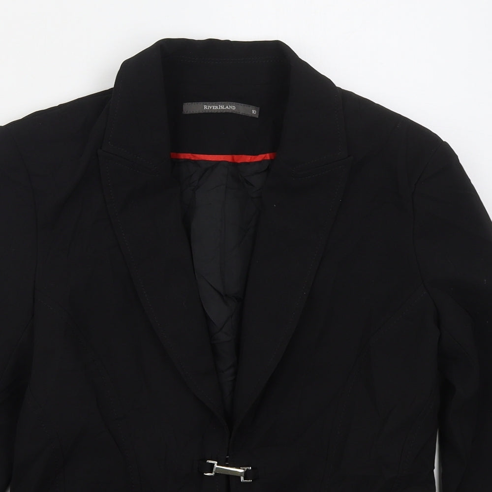 River Island Womens Black  Polyester Jacket Suit Jacket Size 10