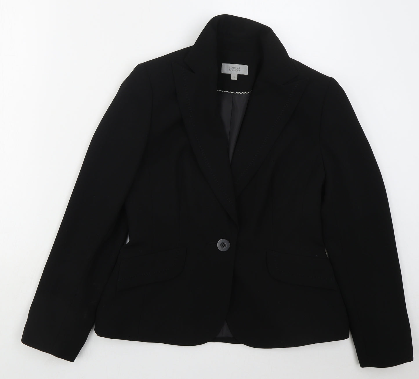 Marks and Spencer Womens Black  Polyester Jacket Suit Jacket Size 12
