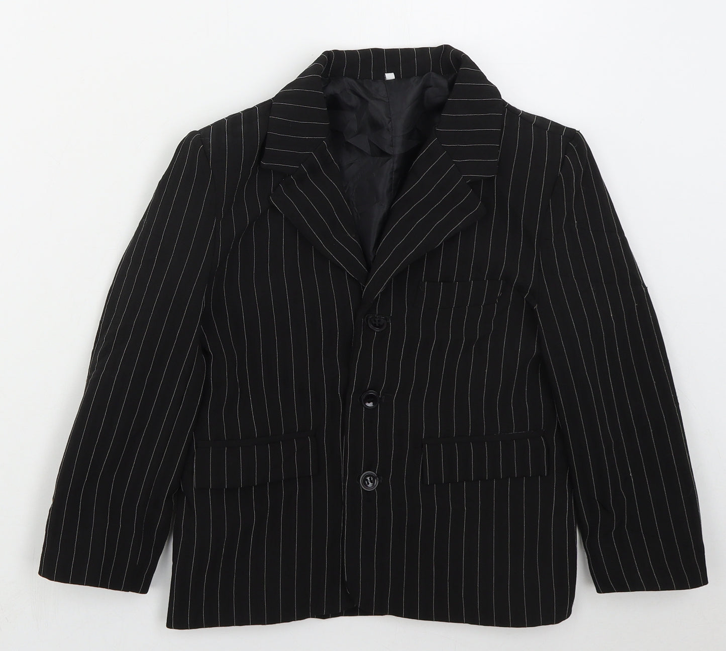 Preworn Boys Black Striped  Jacket  Size 9 Years  Button