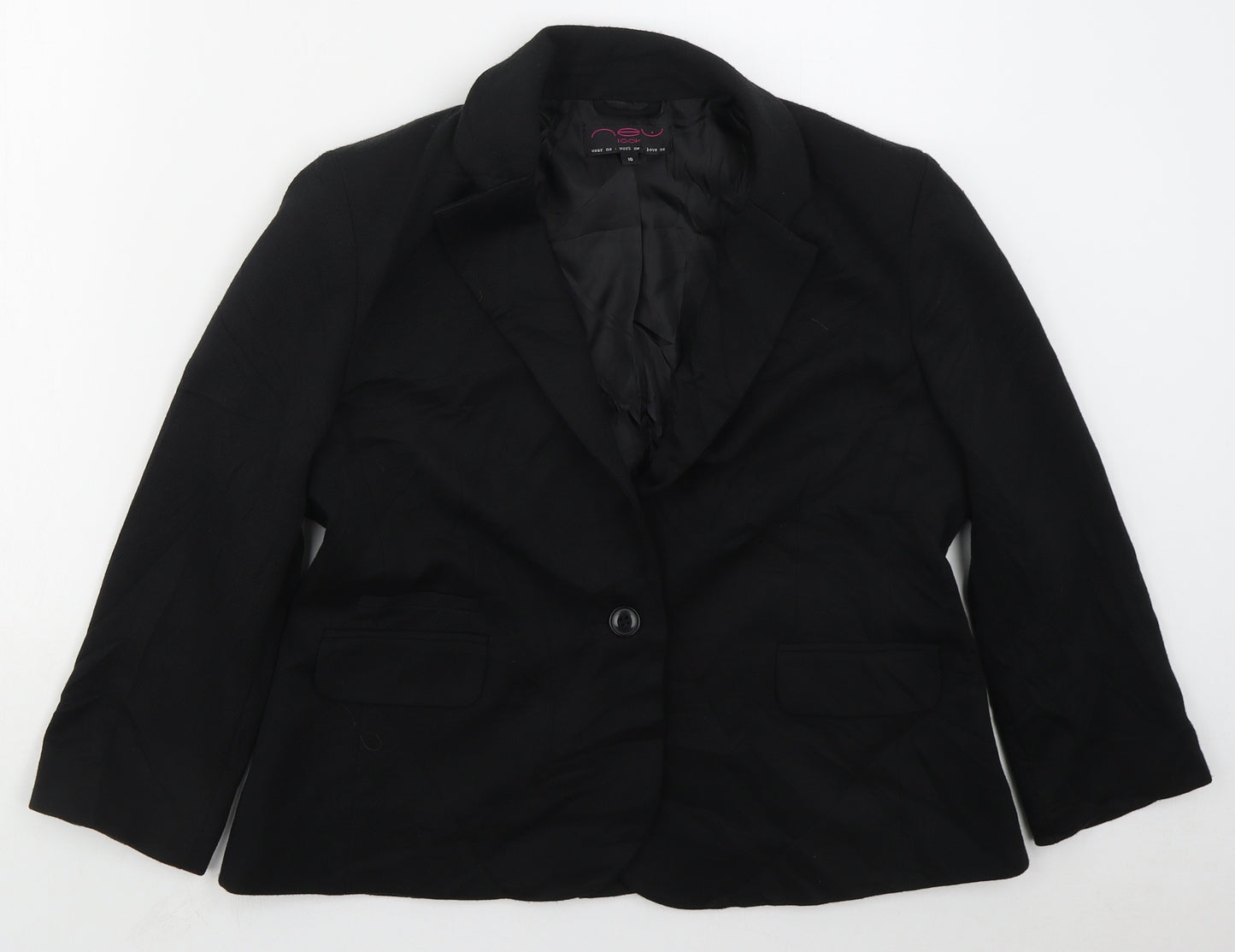 New Look Womens Black  Polyester Jacket Suit Jacket Size 16