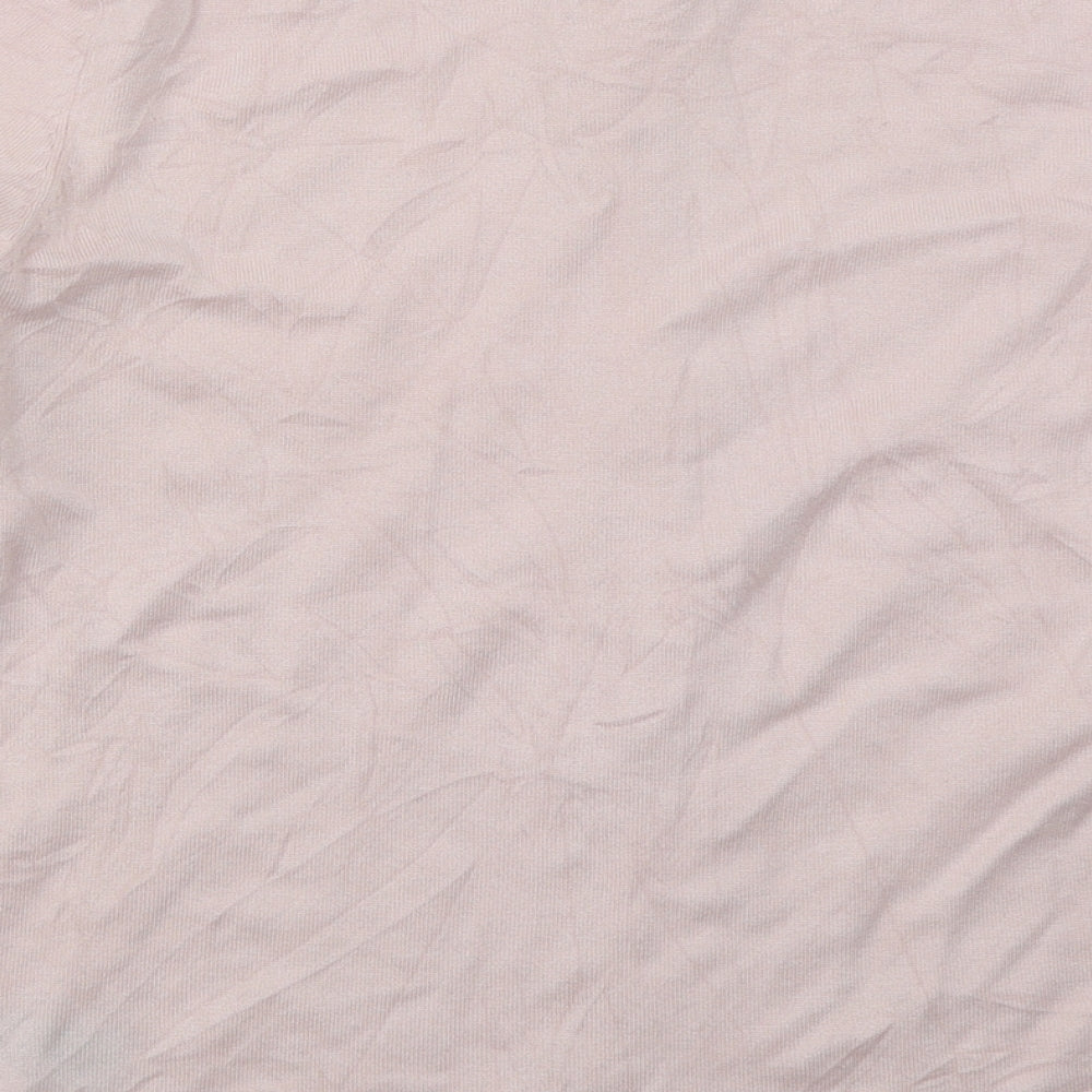 M&Co Womens Pink Crew Neck  Viscose Full Zip Jumper Size 14