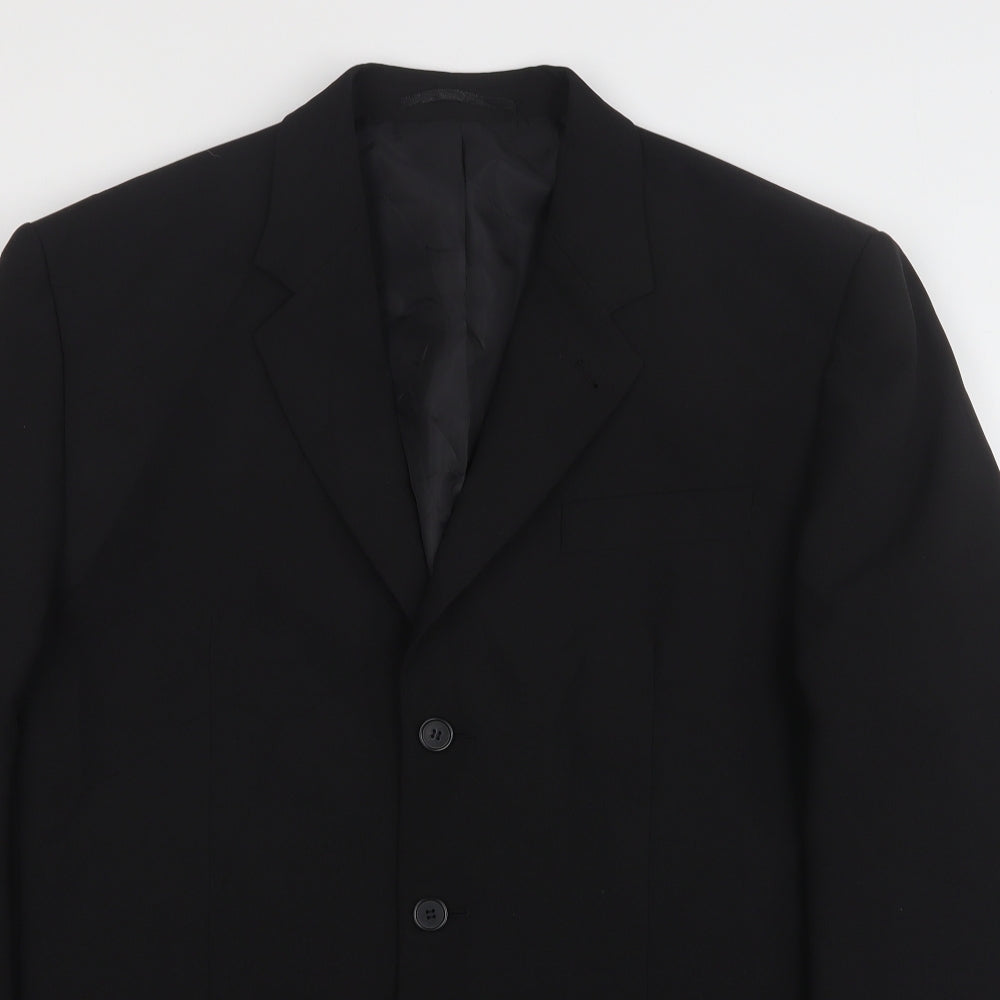 George Mens Black  Polyester Jacket Suit Jacket Size 44