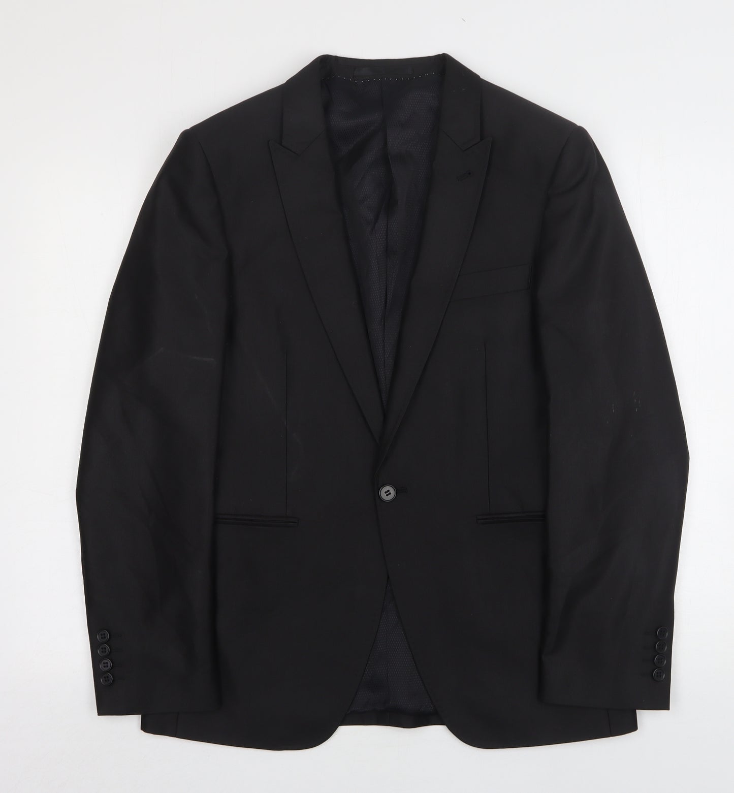 Milan Collection  Mens Black  Polyester Jacket Suit Jacket Size 38