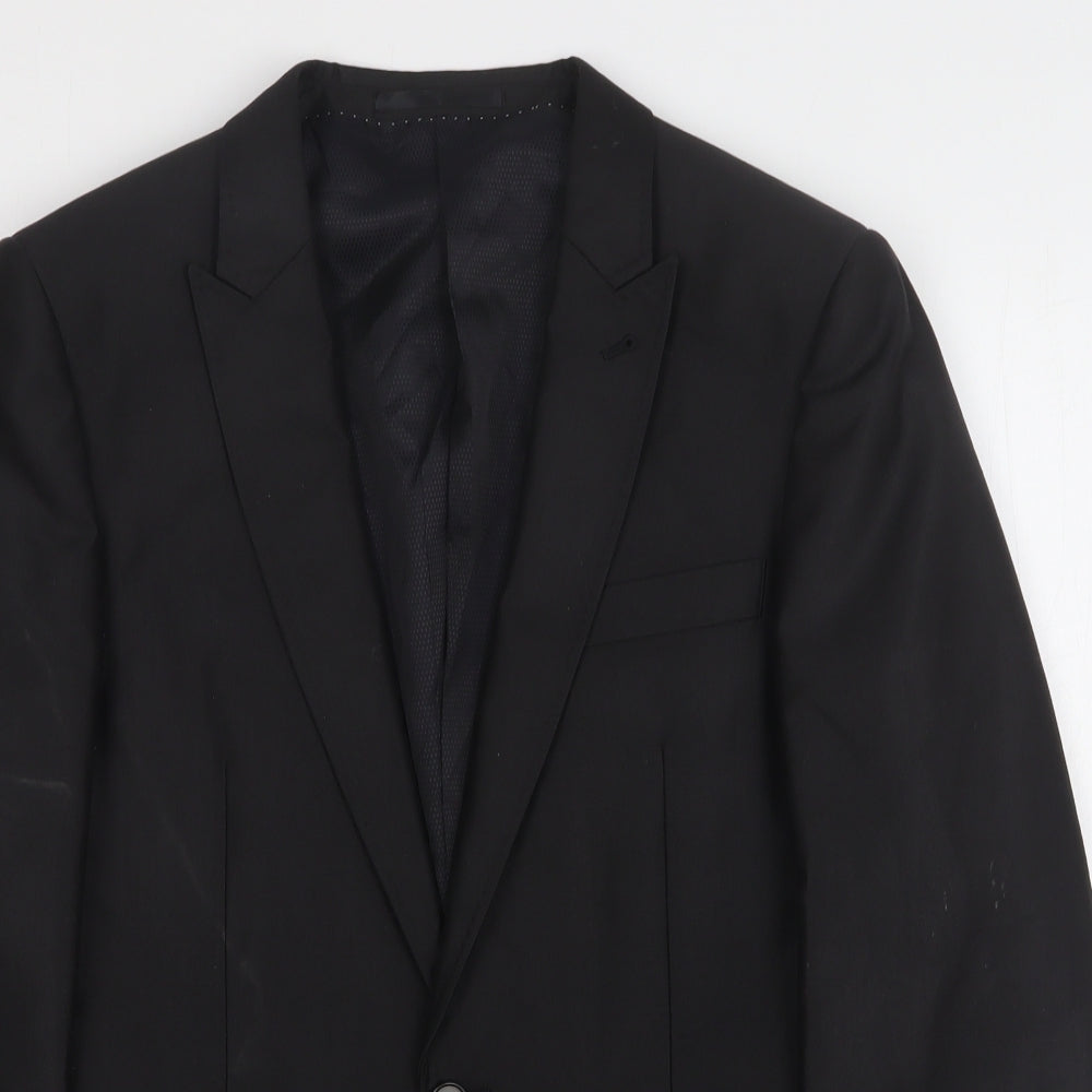 Milan Collection  Mens Black  Polyester Jacket Suit Jacket Size 38