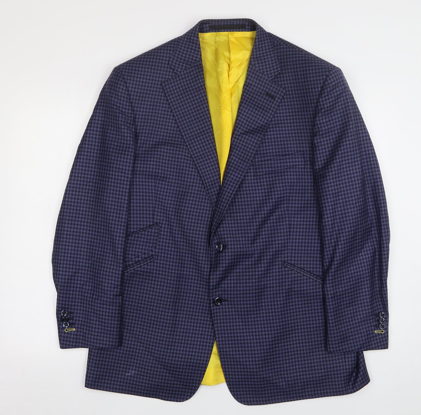Reda Milan Mens Blue Check Wool 2 Piece Suit Size 44