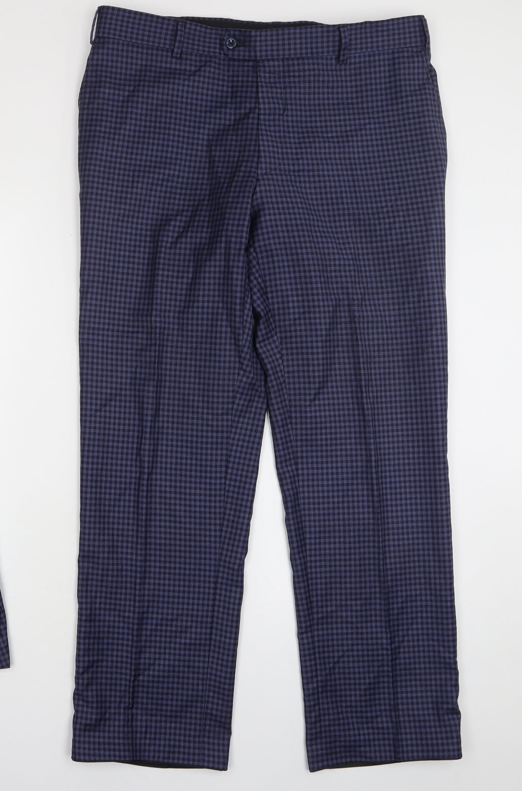 Reda Milan Mens Blue Check Wool 2 Piece Suit Size 44