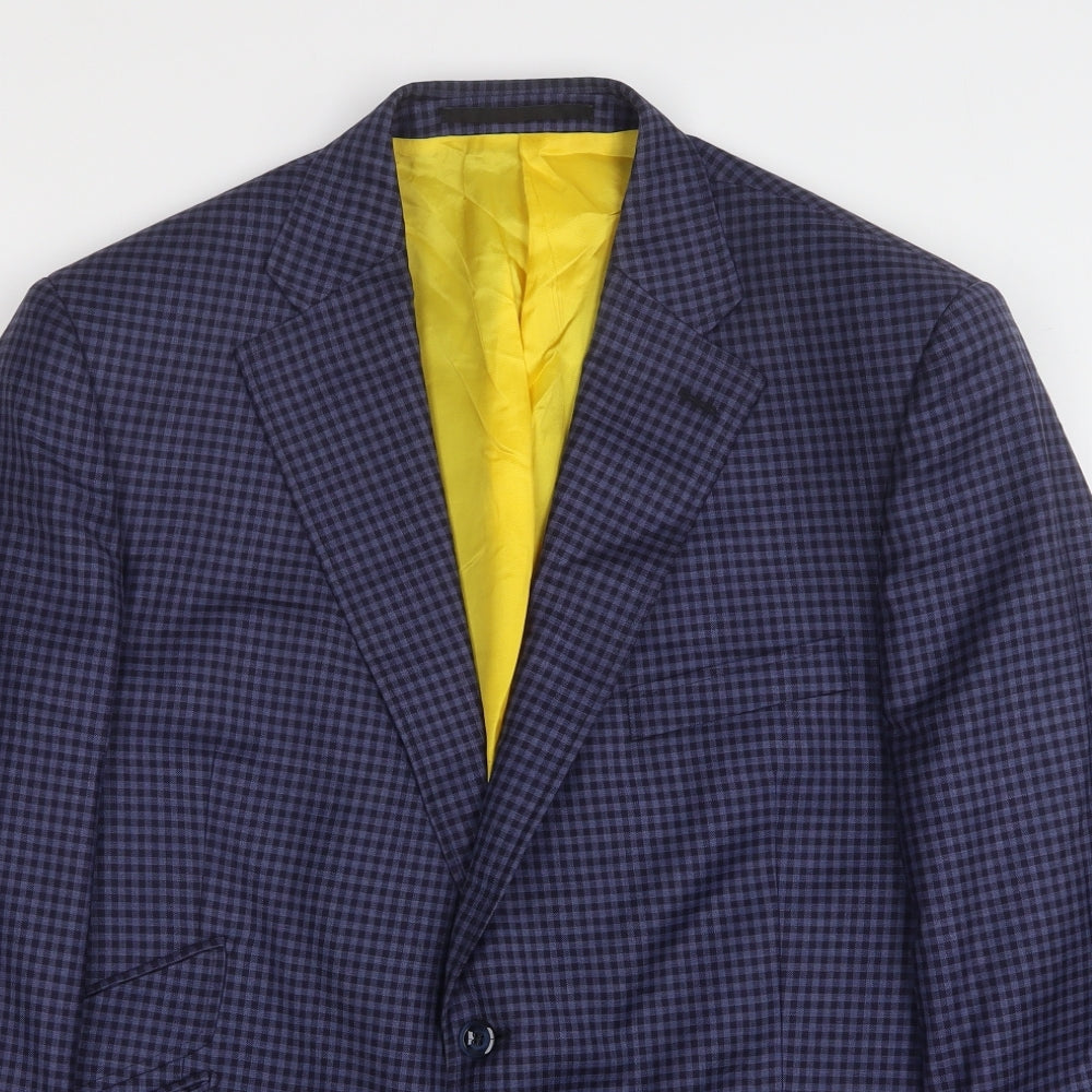 Reda Milan Mens Blue Check Wool 2 Piece Suit Size 44