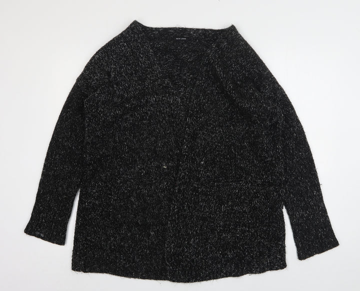 New Look Womens Grey V-Neck  Acrylic Cardigan Jumper Size S