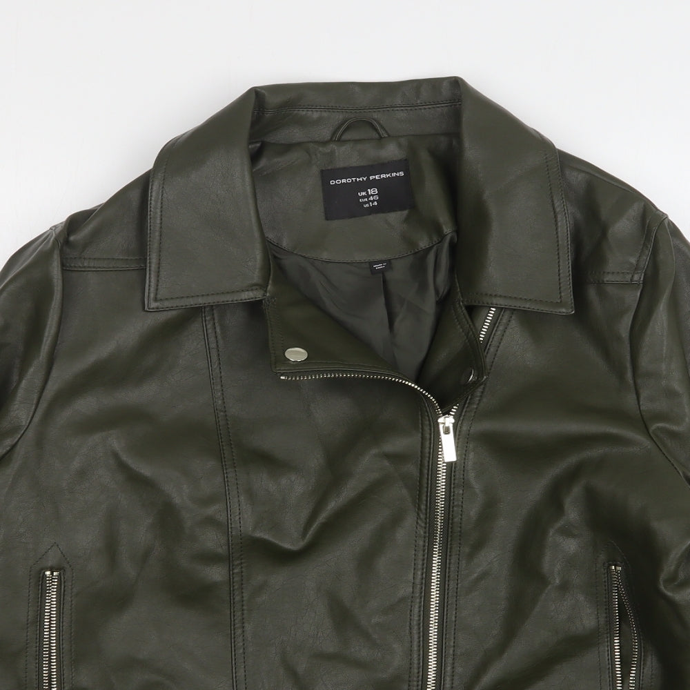 Dorothy Perkins Womens Green   Biker Jacket Size 18