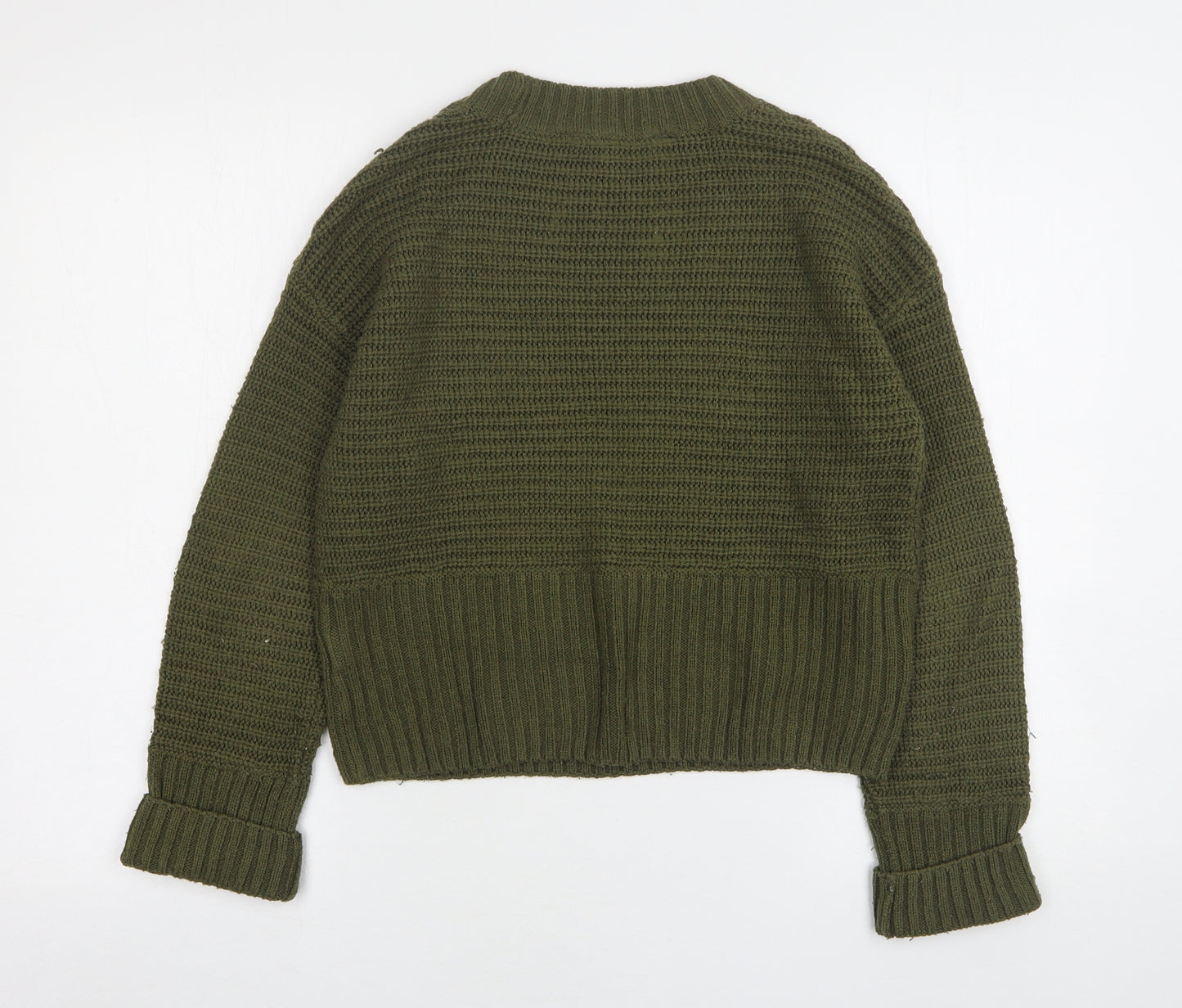 New Look Girls Green Round Neck  Acrylic Pullover Jumper Size 14-15 Years