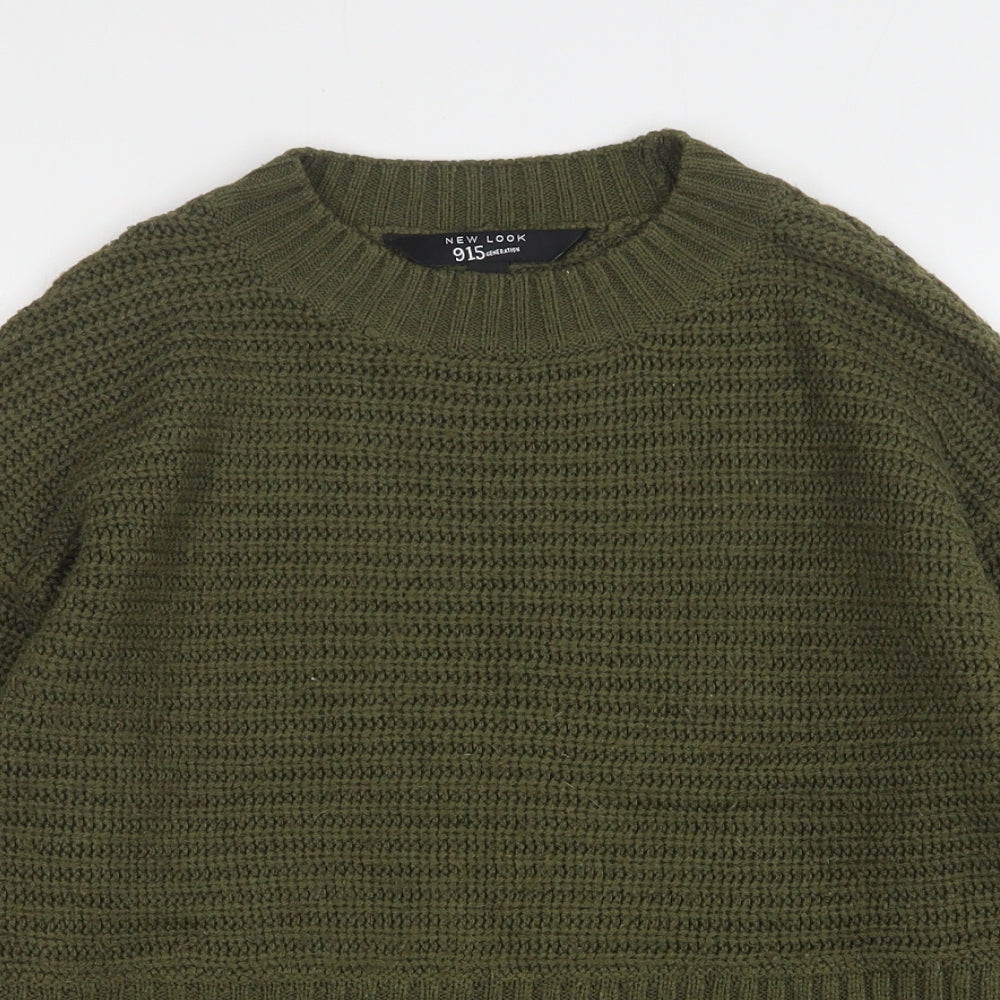 New Look Girls Green Round Neck  Acrylic Pullover Jumper Size 14-15 Years