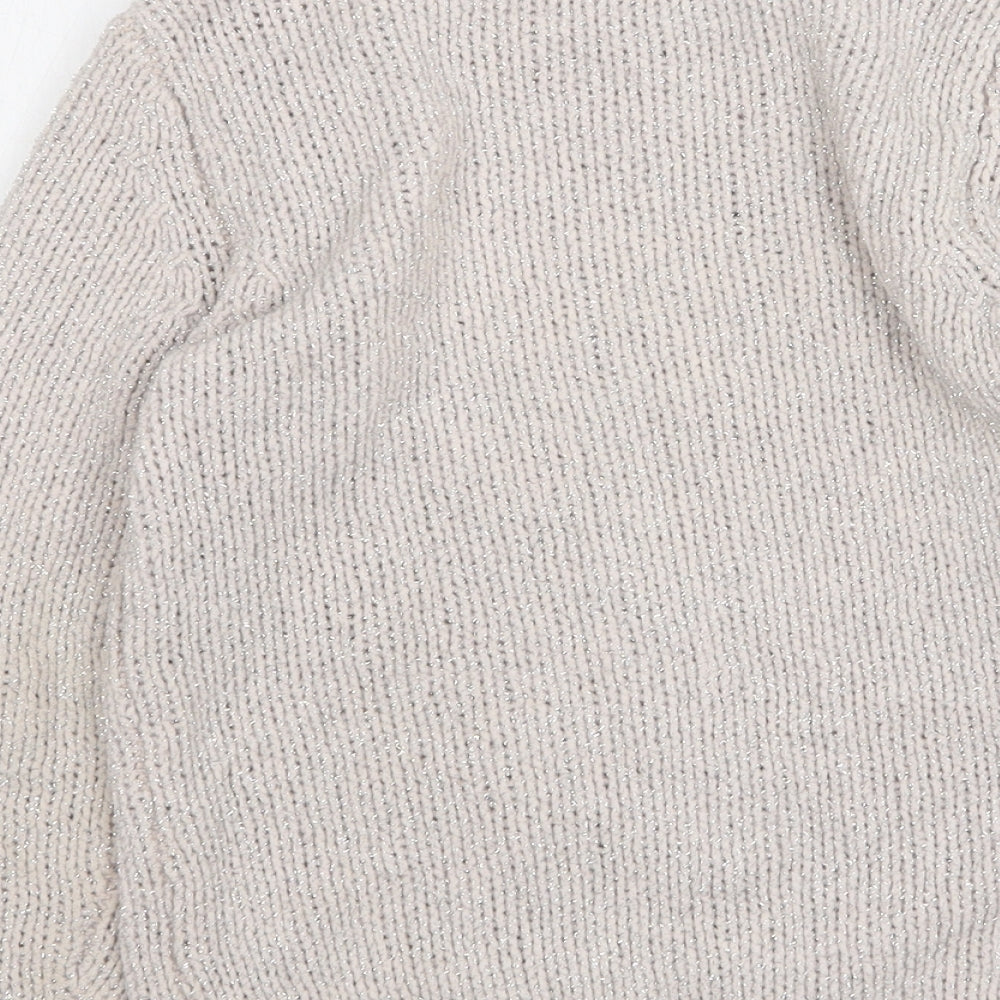 M&Co Girls Beige Round Neck  Nylon Pullover Jumper Size 7-8 Years   - Unicorn