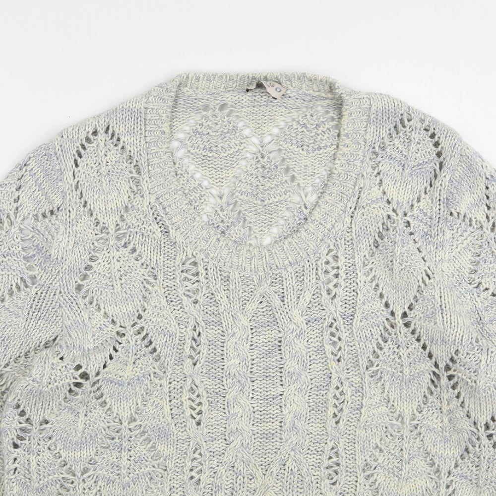 Indigo Collection  Womens Multicoloured Round Neck Geometric Cotton Pullover Jumper Size 16