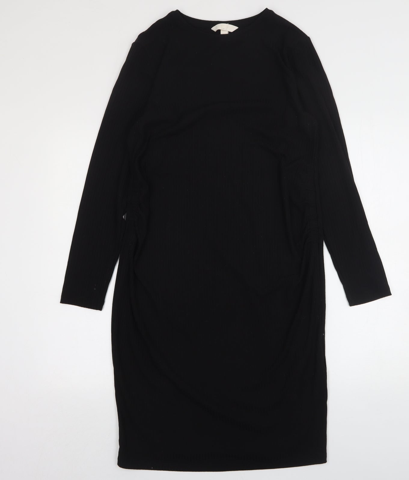 H&M Womens Black  Polyester Pencil Dress  Size L  Round Neck