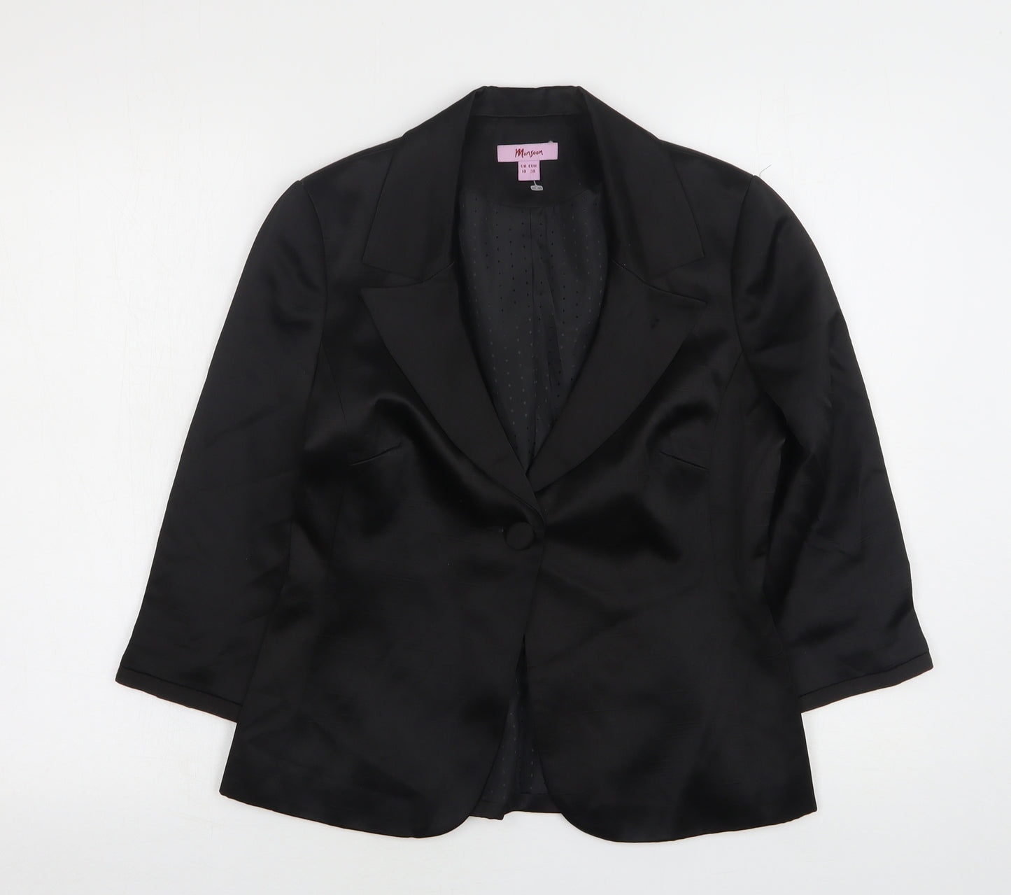 Monsoon Womens Black  Cotton Jacket Suit Jacket Size 10