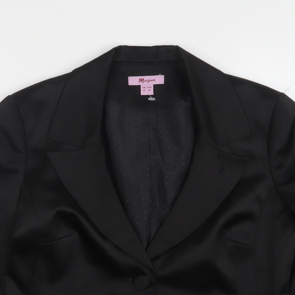 Monsoon Womens Black  Cotton Jacket Suit Jacket Size 10