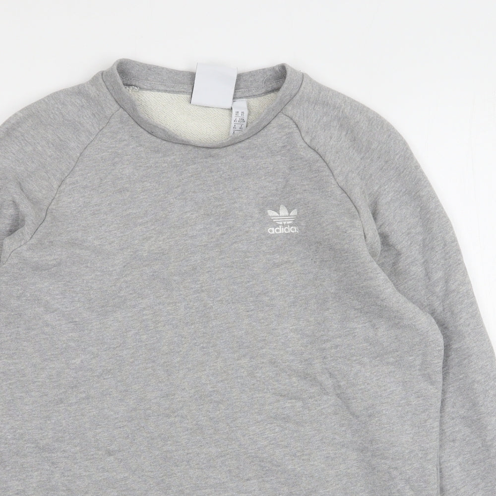 adidas Mens Grey  Cotton Pullover Sweatshirt Size XS
