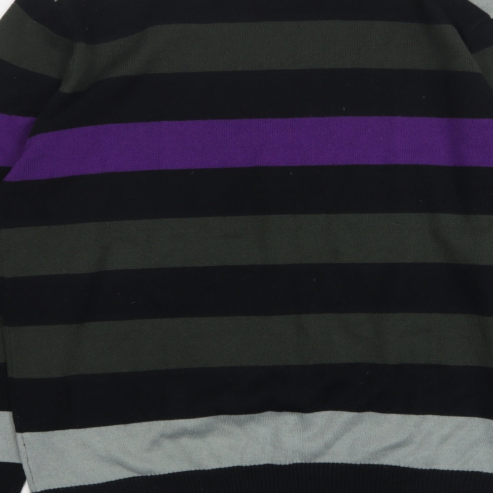 Kickers Mens Multicoloured Round Neck Striped Acrylic Pullover Jumper Size XL