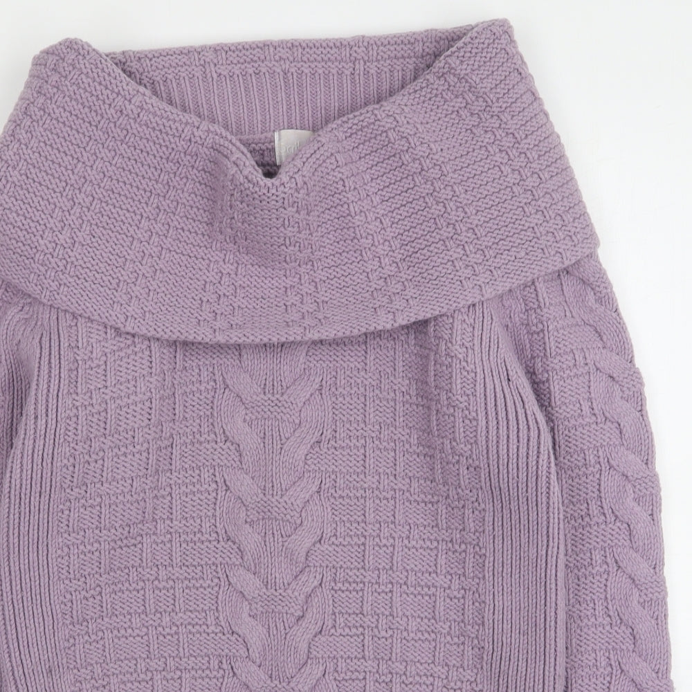 Scriba Womens Purple Roll Neck  Acrylic Pullover Jumper Size L