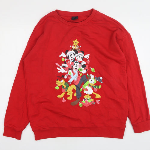 TU Mens Red Round Neck  Cotton Pullover Jumper Size M   - Disney Christmas