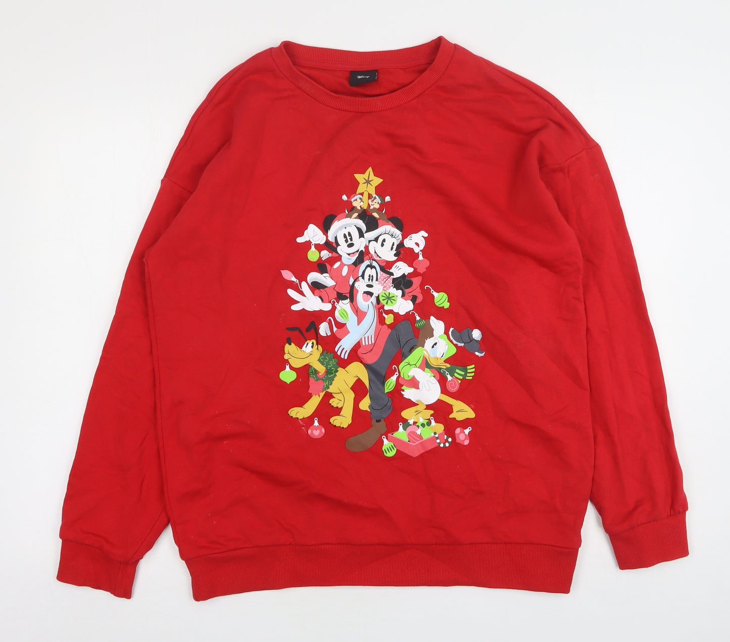 TU Mens Red Round Neck  Cotton Pullover Jumper Size M   - Disney Christmas