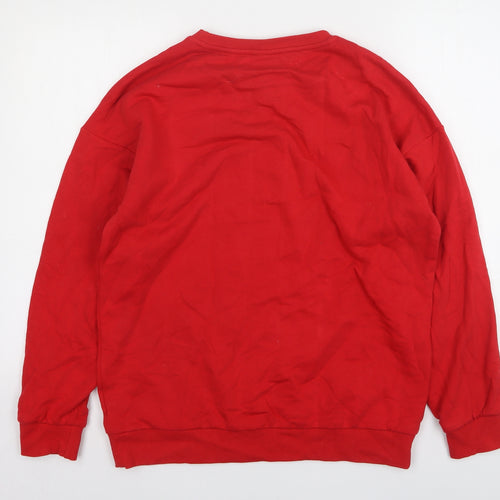 TU Mens Red Round Neck  Cotton Pullover Jumper Size M   - Disney Christmas