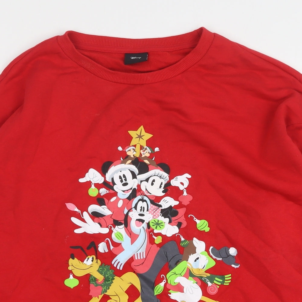 TU Mens Red Round Neck  Cotton Pullover Jumper Size M   - Disney Christmas