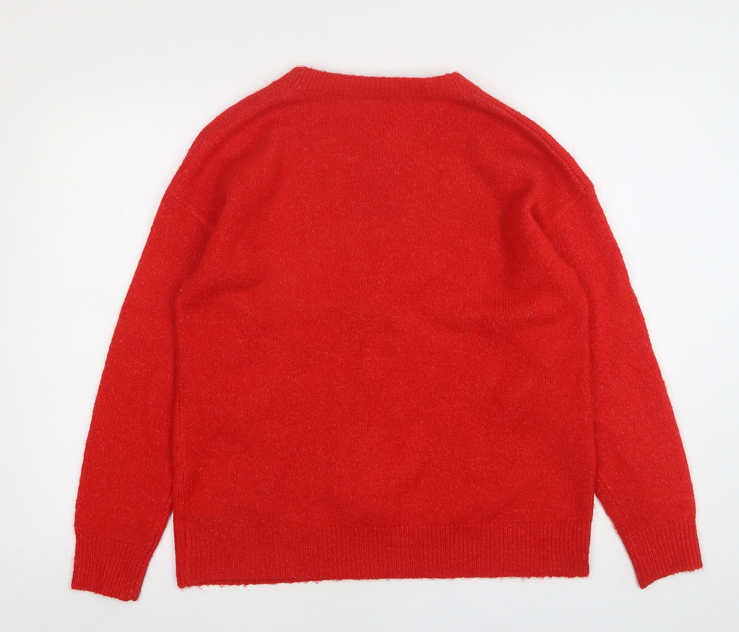 George Womens Red Round Neck  Acrylic Pullover Jumper Size M   - Christmas